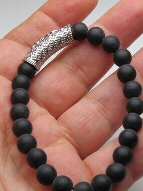 Silver plated Lava Beads Bracelet